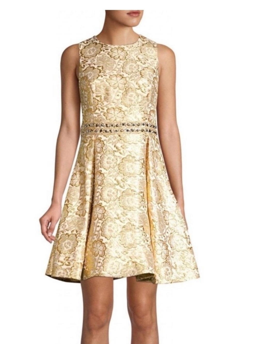 Lilly Pulitzer Gold Floral Jacquard Sleeveless Party Dress